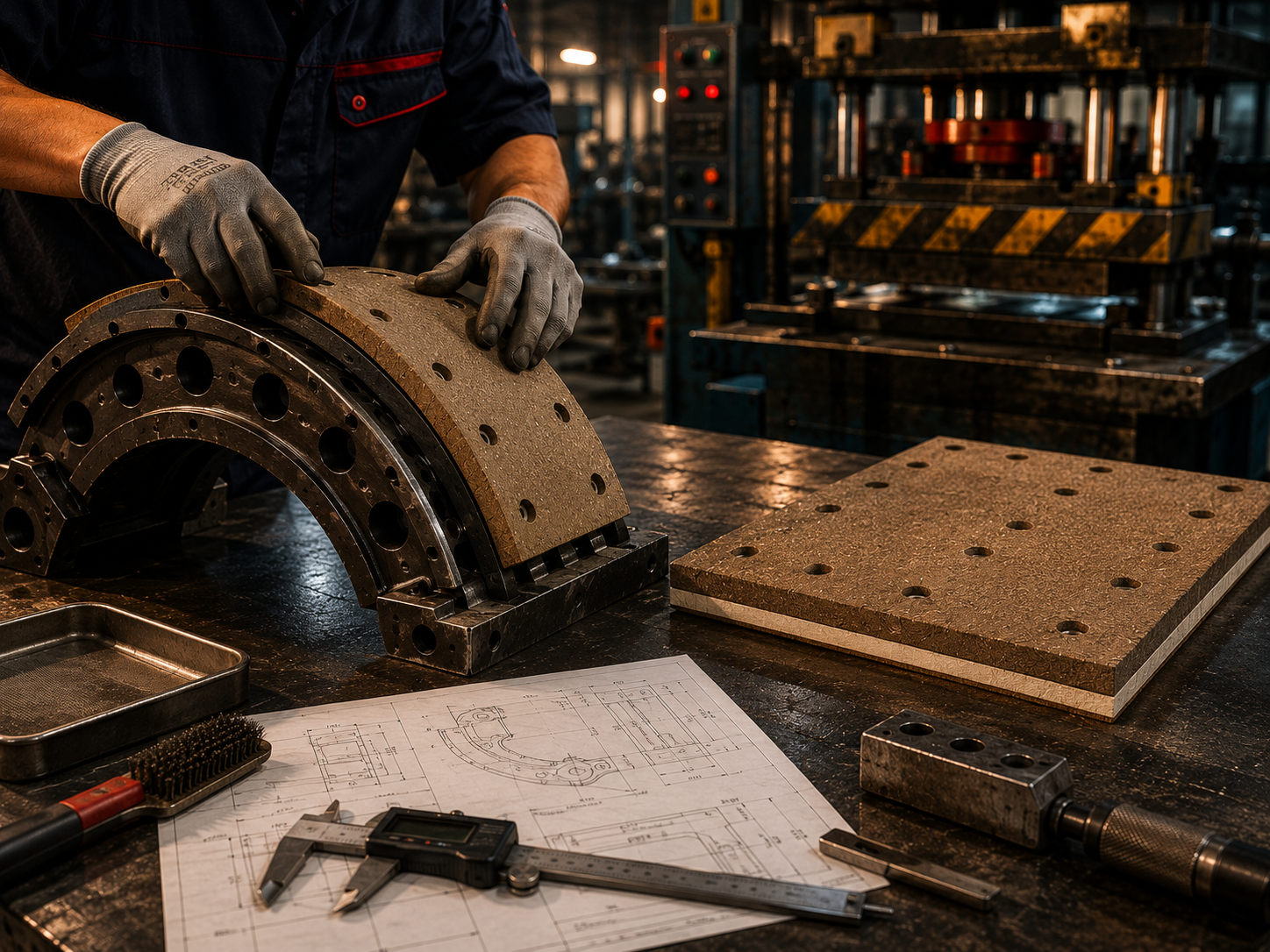 Processo de colagem a quente de material de fricção