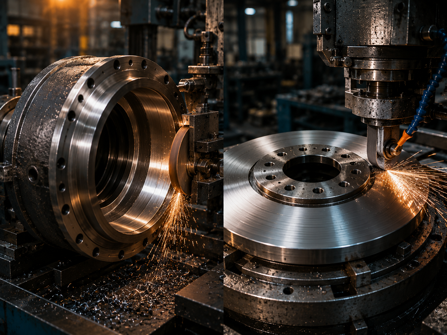 Retífica de componente de frenagem industrial